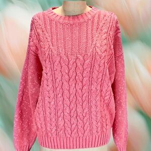 VINTAGE 80s Outback Red twisted cable knit sweater classic‎ fisherman’s preppy